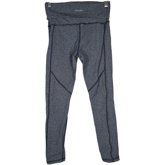 Calvin Klein Performance Navy Stripe Fold Over Leggings S - Picture 2 of 12
